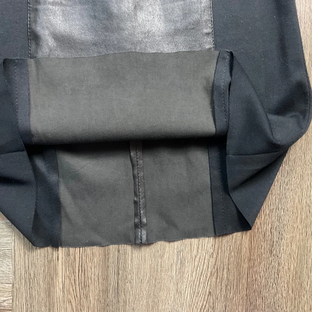 Schunk & Rosenfeld Lamb Leather Panel Shift‎ Dress EU 36 Small Moto Classy Edgy